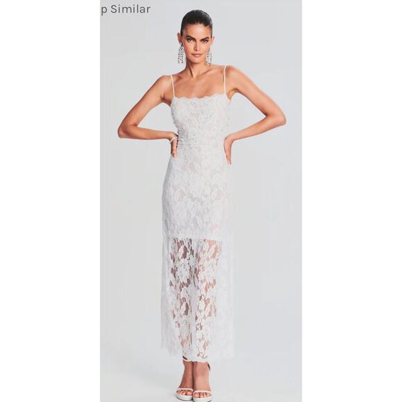 Hemant & Nandita Reet White Embellished Lace Resort Maxi Dress S - Picture 1 of 11